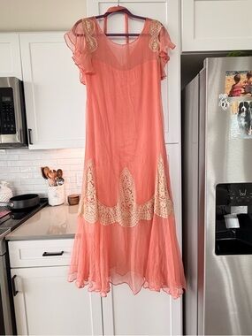 AUTHENTIC vintage 1920s silk chiffon dress size small fitting like a 6
